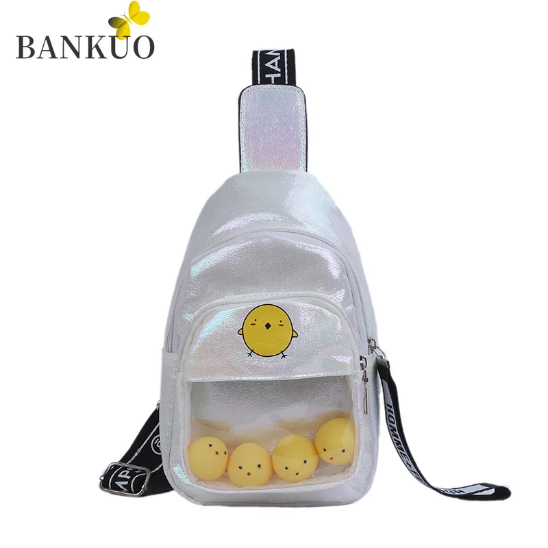 

BANKUO Women's Bags PU Shoulder Bag INS Popular Cool Girl Chest Bag Fashion Solid Color Zip Bags Cute Girl Crossbody Bag Z228