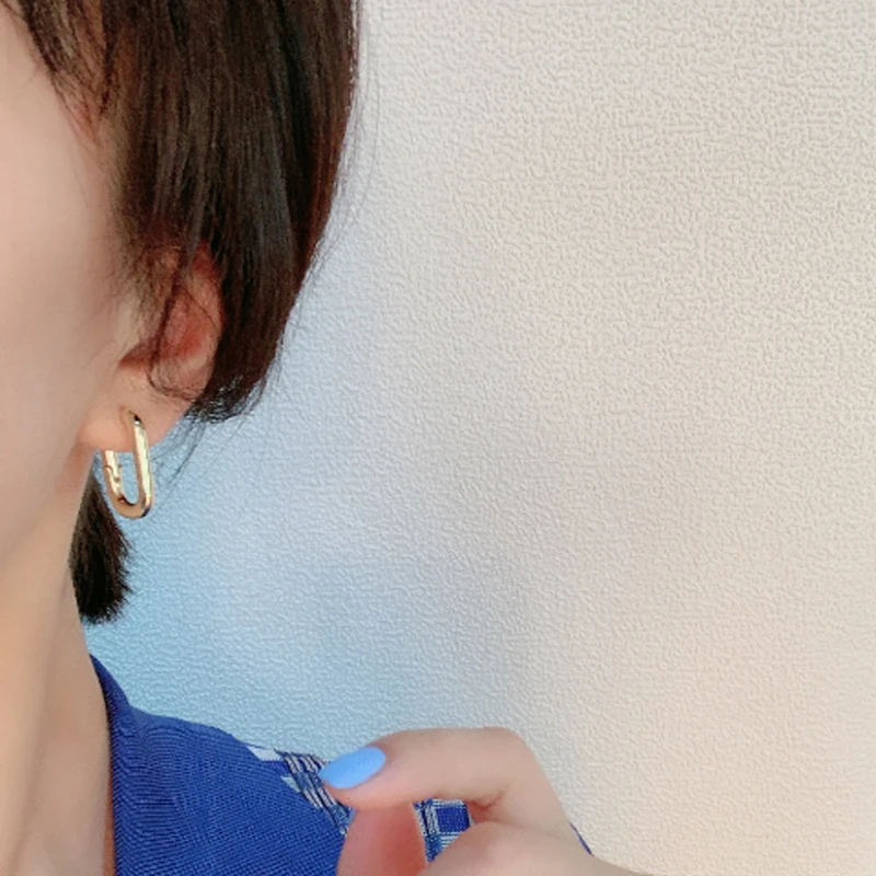 

Golden Geometric Minimalist Rectangular Style Light Luxury Fashion Jewelry Retro Simple Shape Party Jewelry Gift