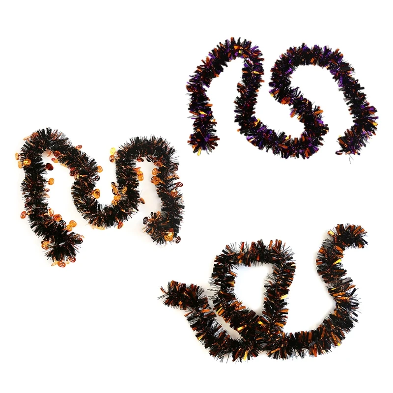 

10pcs Halloween Pumpkin Tinsel Metallic Twist Garland Home Door Party Decoration