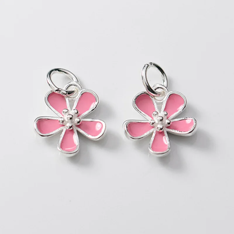 Серебро 925 пробы, розовый капающий клей, милый цветок, подвески Filve-ожерелье с лепестками серебра, подвески для женщин, сделай сам, изготовление ювелирных изделий