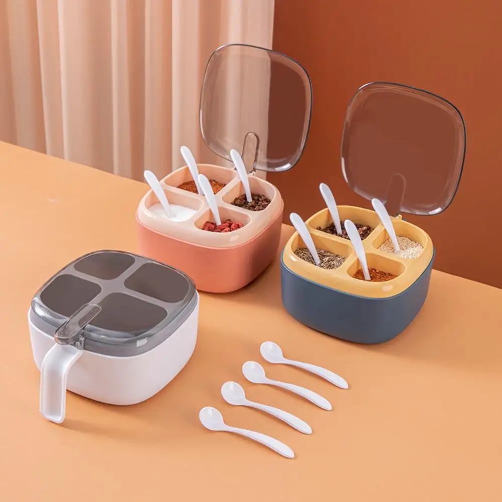 

Kitchen storage four compartment condiment box kitchen storage storage box salt shaker kitchen supplies household goods
