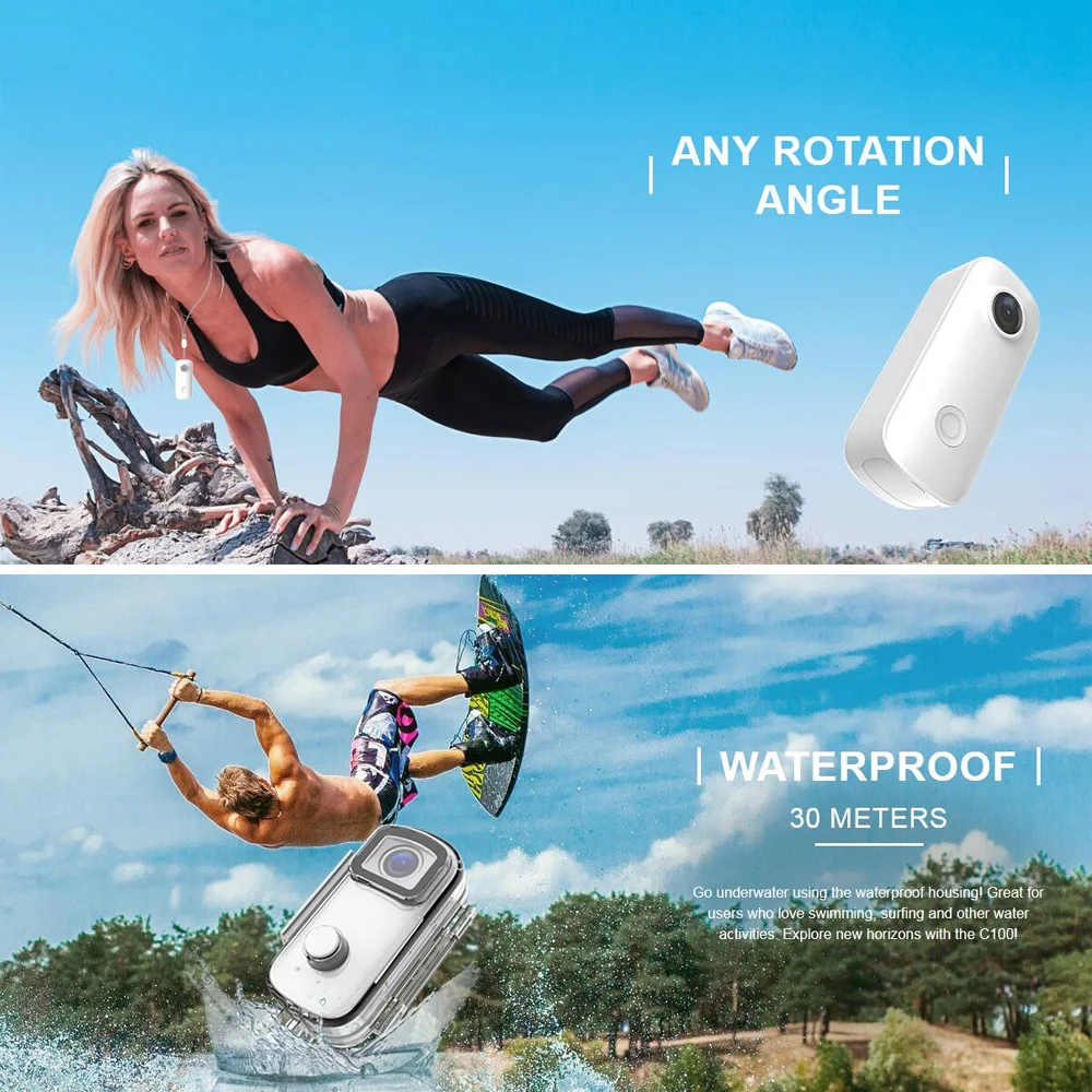 Экшн-камера SJCAM C100 Plus компактная Водонепроницаемая с поддержкой Wi-Fi и управлением