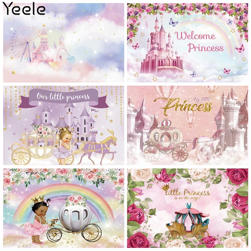 Yeele фотография портрет ребенок день рождения фон фотосессия карета замок точка