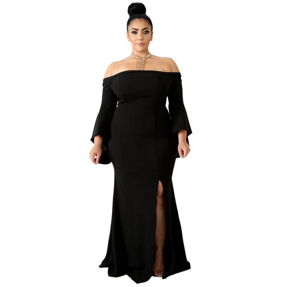 Длинное вечернее платье с расклешенным рукавом вырезом лодочкой темно красный