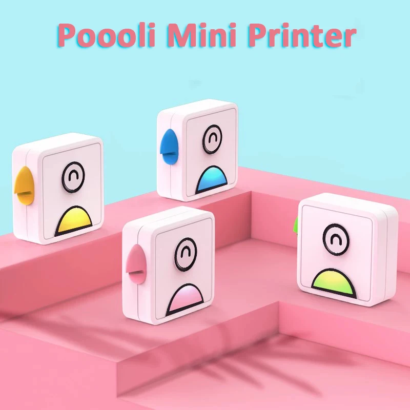 Poooli принтер мини карманный Термальность бескраскового 203 300 Точек на дюйм Bluetooth