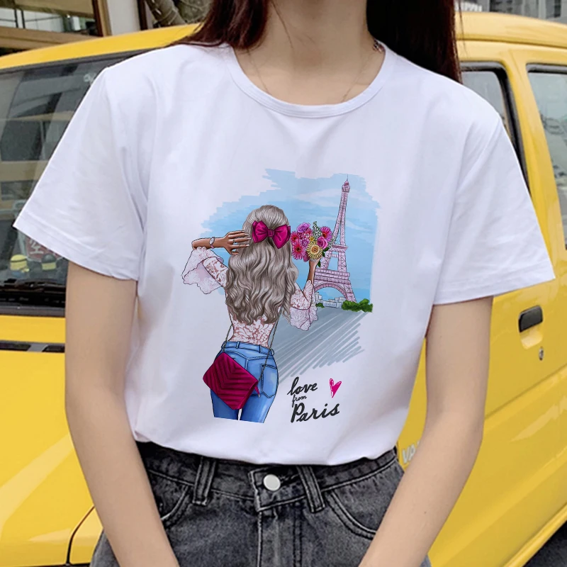 Женская одежда 2020 летняя модная футболка Love Grom Paris Harajuku Kawaii женская винтажные