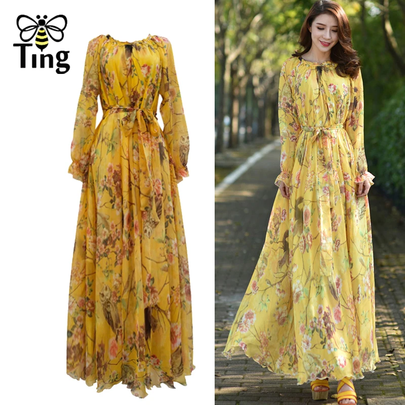 Женское длинное платье в стиле бохо с длинным рукавом|Женские платья| |