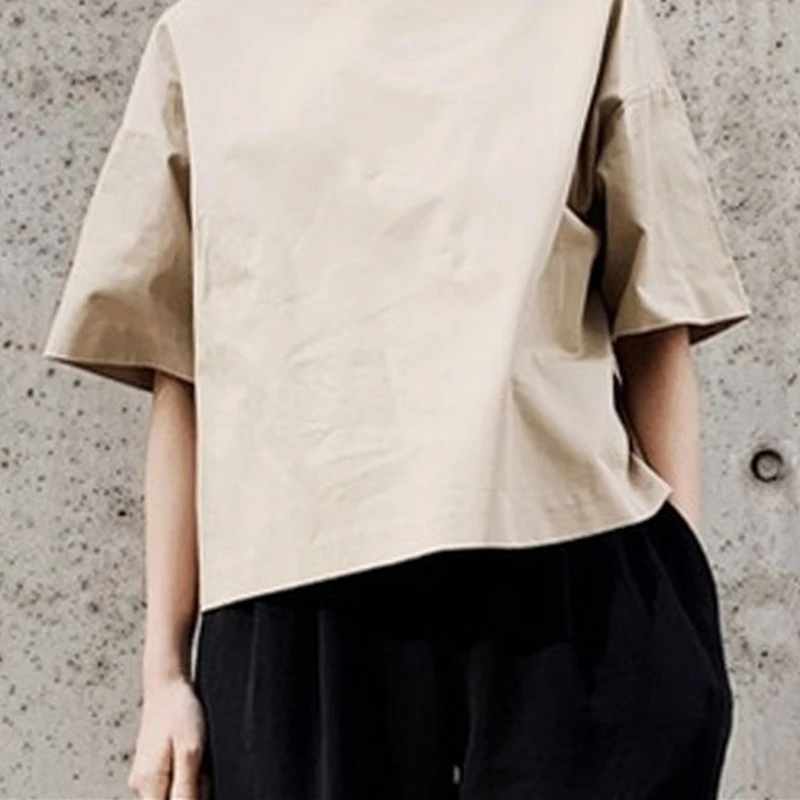 

2021 Spring New Women's Round Neck Top Contrast Color Sleeves Loose All Match Casual T Shirt Fashion Tees