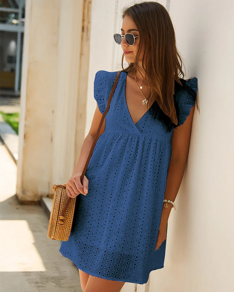 

Sexy Women White Lace Dress Elegant Ladies V-neck Summer Women's short Sleeve Party Pencil mini Dress Vestidos