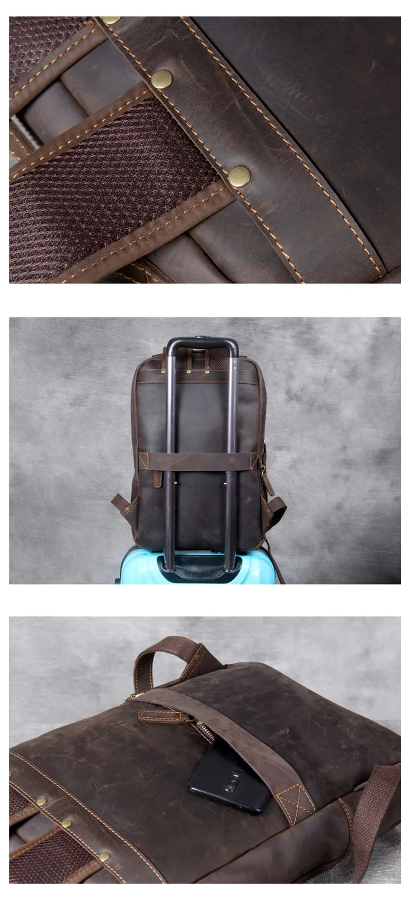 Новая мужская кожаная сумка для компьютера, рюкзак Mochilas Hombre, винтажная кожаная сумка Mad Horse, кожаный рюкзак с защитой от кражи