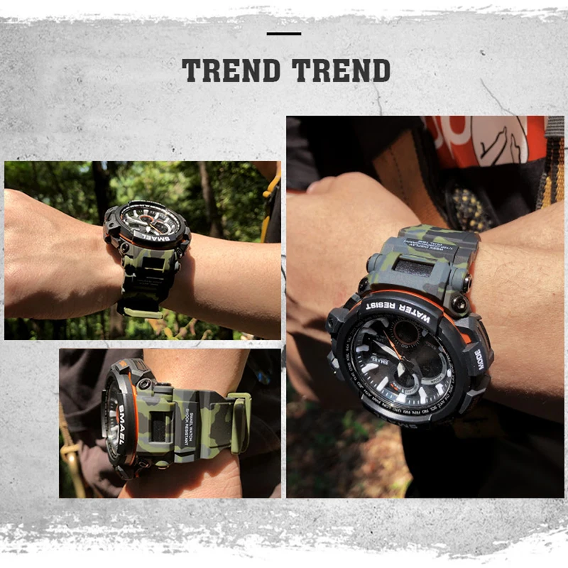 

Camouflage ArmyGreen Men Military Watch Brand LED Digital Analog Quartz Wrist watches Men's Sports Wristwatches