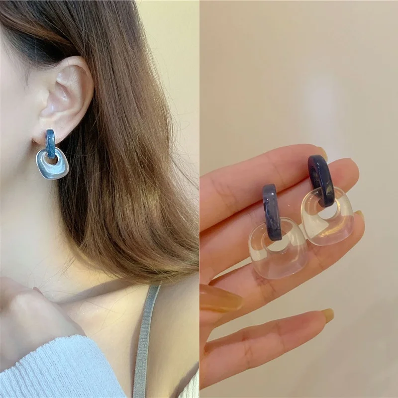 

Женские синие прозрачные висячие серьги, 1 пара, милые серьги-подвески для девочек, модные ювелирные украшения