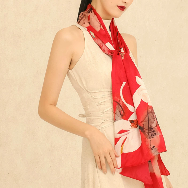 

Шарф женский из натурального шелка, осенне-весенний, длинный, удобный