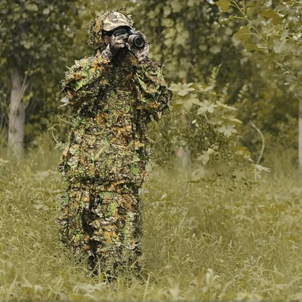 Snow Sniper ghillie Костюмы Камуфляж Охота 3D одежда кленовый лист бионические