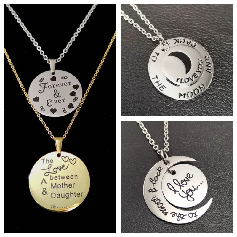 

Ladies Moon Pendant Stainless Steel Necklace Four Color Best Friend Necklace Girl Gift Alphabet Necklace Jewelry Accessories
