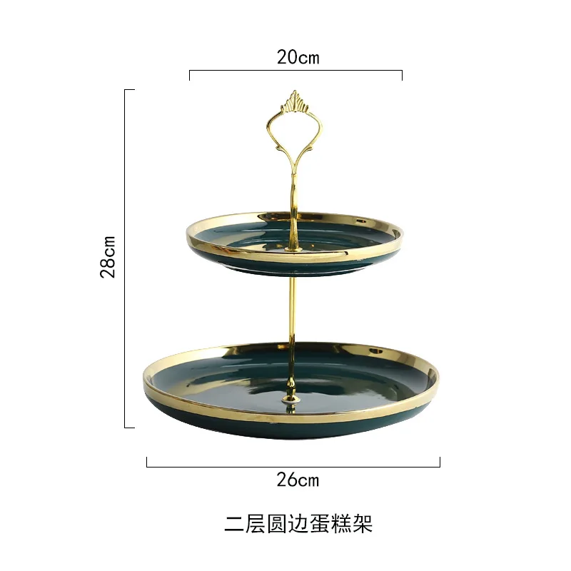 Round cake plate Новинка; зеленый цвет; золотистый керамический пластины домашнее блюдо фарфор соус миски для риса для супа лапши ужин неглубокая тарелка западные кухонные приборы - Цвет: Round cake plate