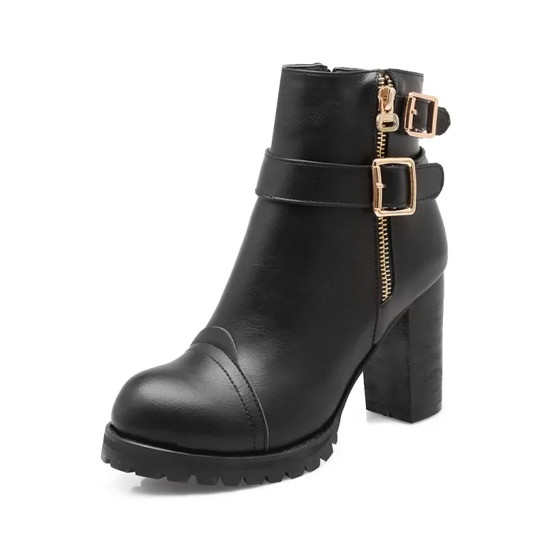Big Size boots women shoes ankle for ladies woman winter Solid color round head side zipper | Обувь
