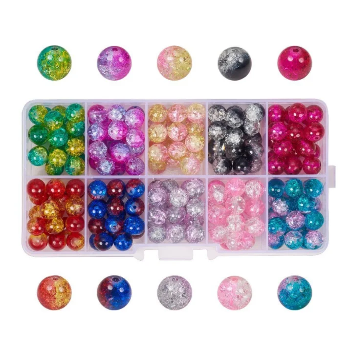 

Круглые стеклянные бусины с трещинами, украшение «сделай сам», бусины, занавески, подвески для фотографий, 1Yc22692