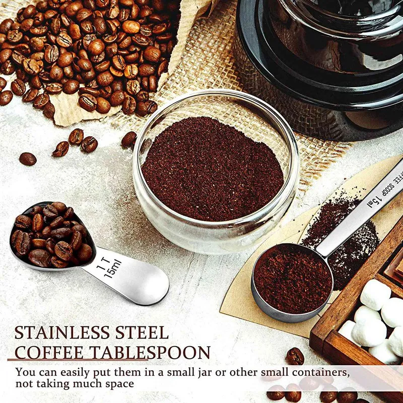 

Coffee Scoops Stainless Steel Measuring Coffee Scoop and 2 Pieces Short Handle Tablespoon for Tea, Sugar