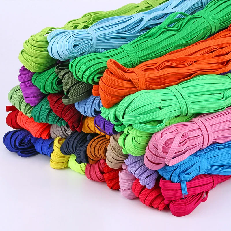 

Multi-color 30 Meters 6mm Flat Stretch Elastic Band Colorful High Elasticity Elastic Cord Tape Elastic Ribbon DIY Garment Sewing