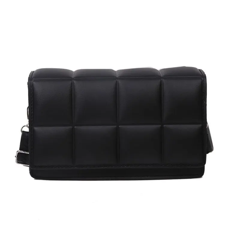 

Женская подушка из искусственной кожи, маленькая сумка через плечо, новинка 2020, однотонная клетчатая сумка через плечо для женщин, сумки чер...