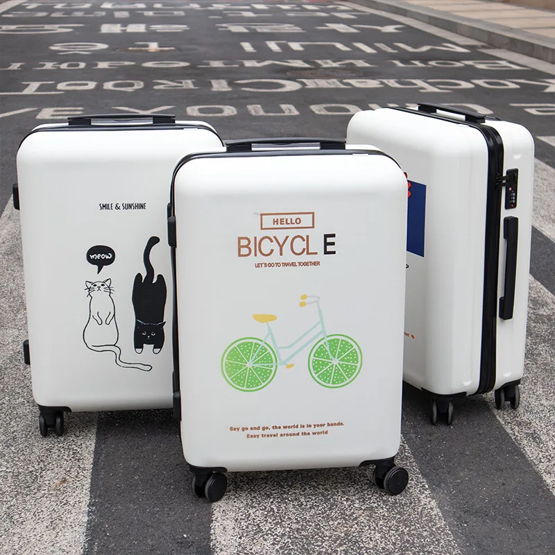 Чемодан на колесиках с модным принтом милый Универсальный чемодан в Корейском