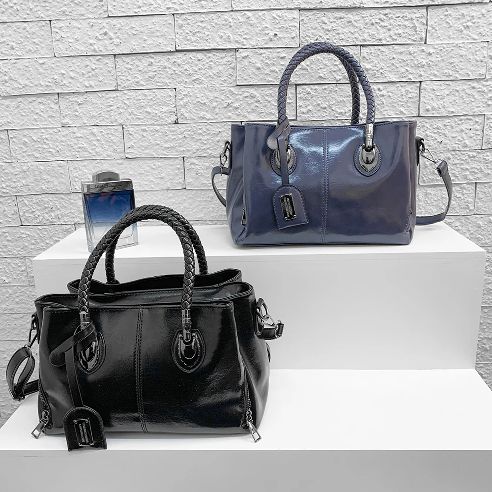 

2021 Women's Bag Vintage Oil Wax PU Leather Solid Color Crossbody Shoulder Bags for Women Ladies Casual Large Capacity Handbags