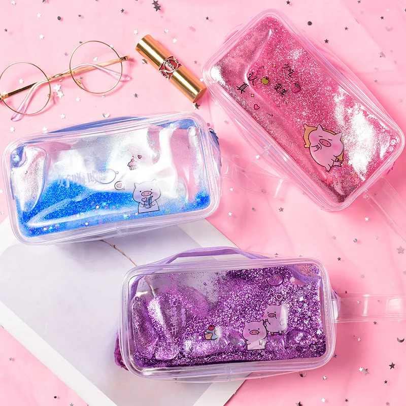 Футляр для ручек чехол письма с зыбучим песком милый поросенок конфетный цвет