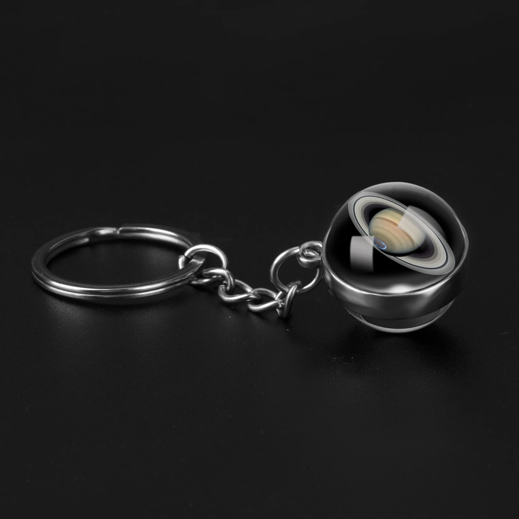 Мода Сатурн двухсторонний стеклянный Брелок Серебряный автомобильный брелок