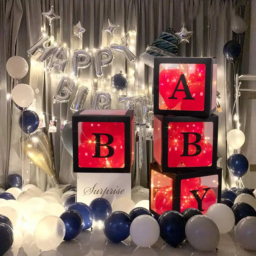 

Transparent Balloon Box Baby ONE Birthday BABY Letter Halloween Surprise Engagement Wedding Decor Balloon Box Without Ballon