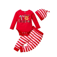 new lovely baby my1st christmas letter romper pants hat kids newborn infant boys girls outfits new years xmas clothing 3pcs