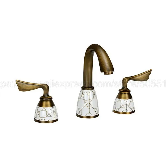 Античная латунь ванная комната кран для горячей и холодной смеситель раковины с
