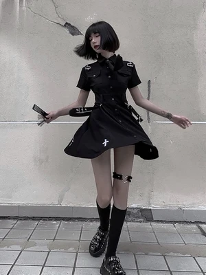 Черное готическое платье в стиле &quotЛолита&quot крутая униформа для девушек