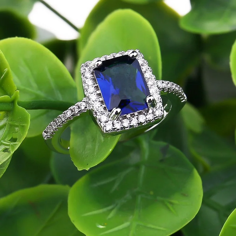 Кольца с белым/желтым/фиолетовым/голубым/зеленым/розовым кристаллом для женщин