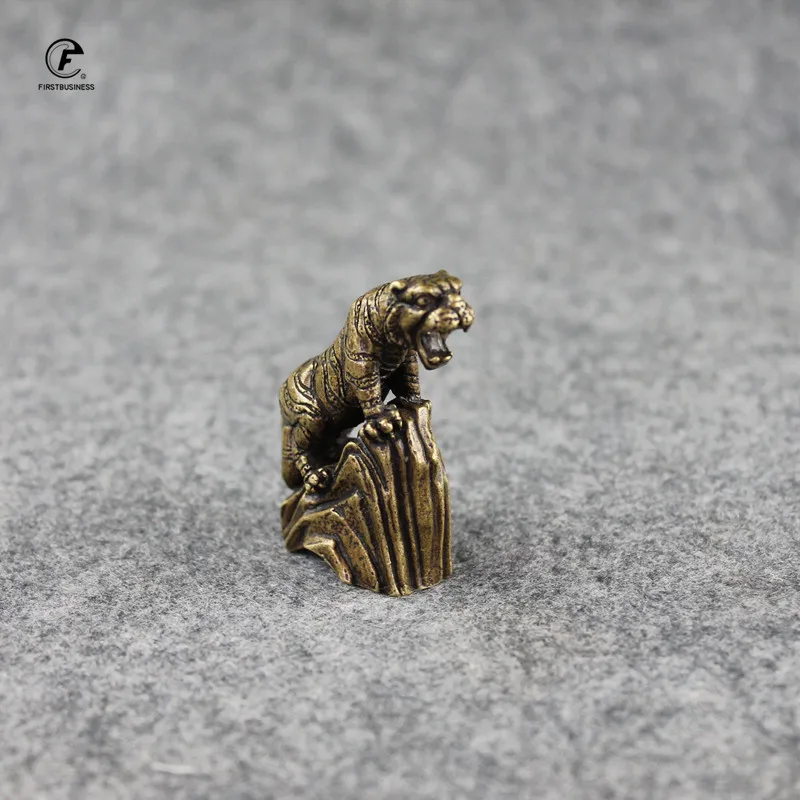 Винтажная металлическая Медная скульптура тигра зодиака сибирского карманная