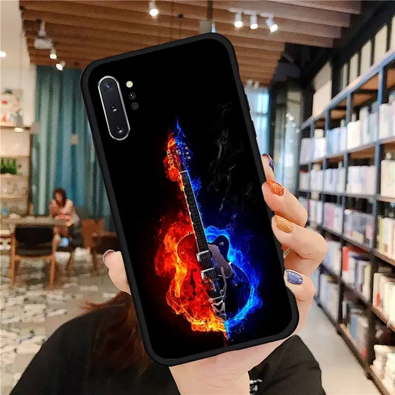 

Flame music guitar letters Phone Case For Samsung A50 A51 A71 A20E A20S S10 S20 S21 S30 Plus ultra 5G M11 funda cover