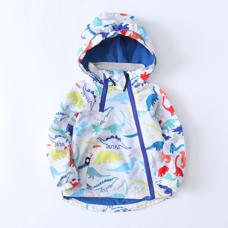 IYEAL Boys Rain Jacket for Winter Children Outdoor Dinosaur Raincoats Kids Detachable Hooded Outerwear Coats with Fleece Liner |