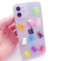 3d bling cute candy bear crystal clear phone case for honor 50 se epoxy tinfoil tpu silicon cover for honor 10 lite 9x pro coque