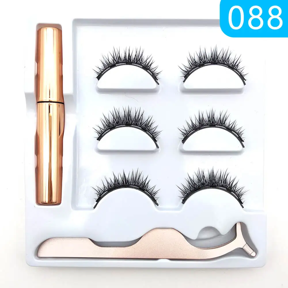 Водостойкие магнитные ресницы 5 магнитов подводка для глаз жидкий набор без клея накладное удлинение норки набор 3D индивидуальные многоразовые ресницы - Цвет: 3 Pairs 088 Set