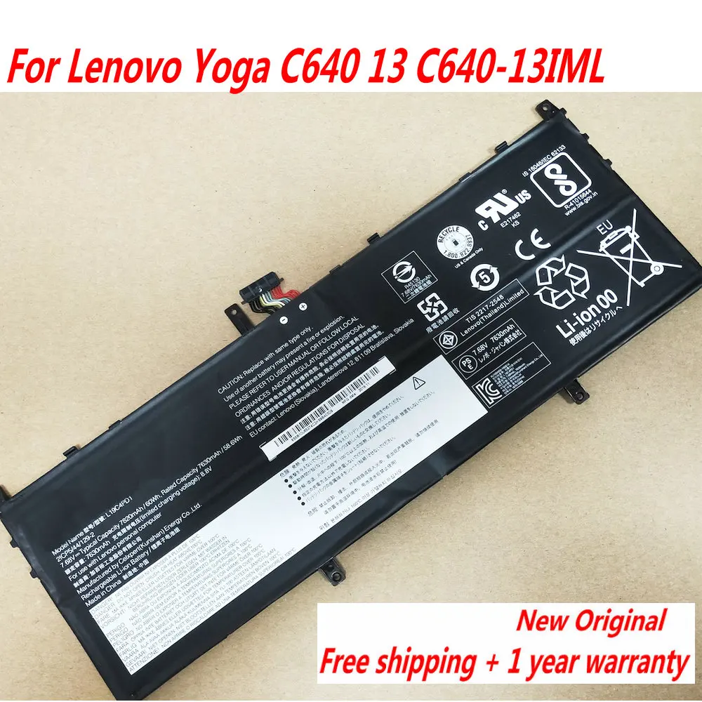 Оригинальный аккумулятор L19D4PD1 L19C4PD1 L19M4PD1 L19L4PD1 для ноутбука Lenovo Yoga C640 13 C640-13IML 7,68 в 60 Вт/ч 7820 мАч Оригинальный аккумулятор L19D4PD1 L19C4PD1 L19M4PD1 L19L4PD1 для ноутбука Lenovo Yoga C640 13 C640-13IML 7,68 в 60 Вт/ч 7820 мАч