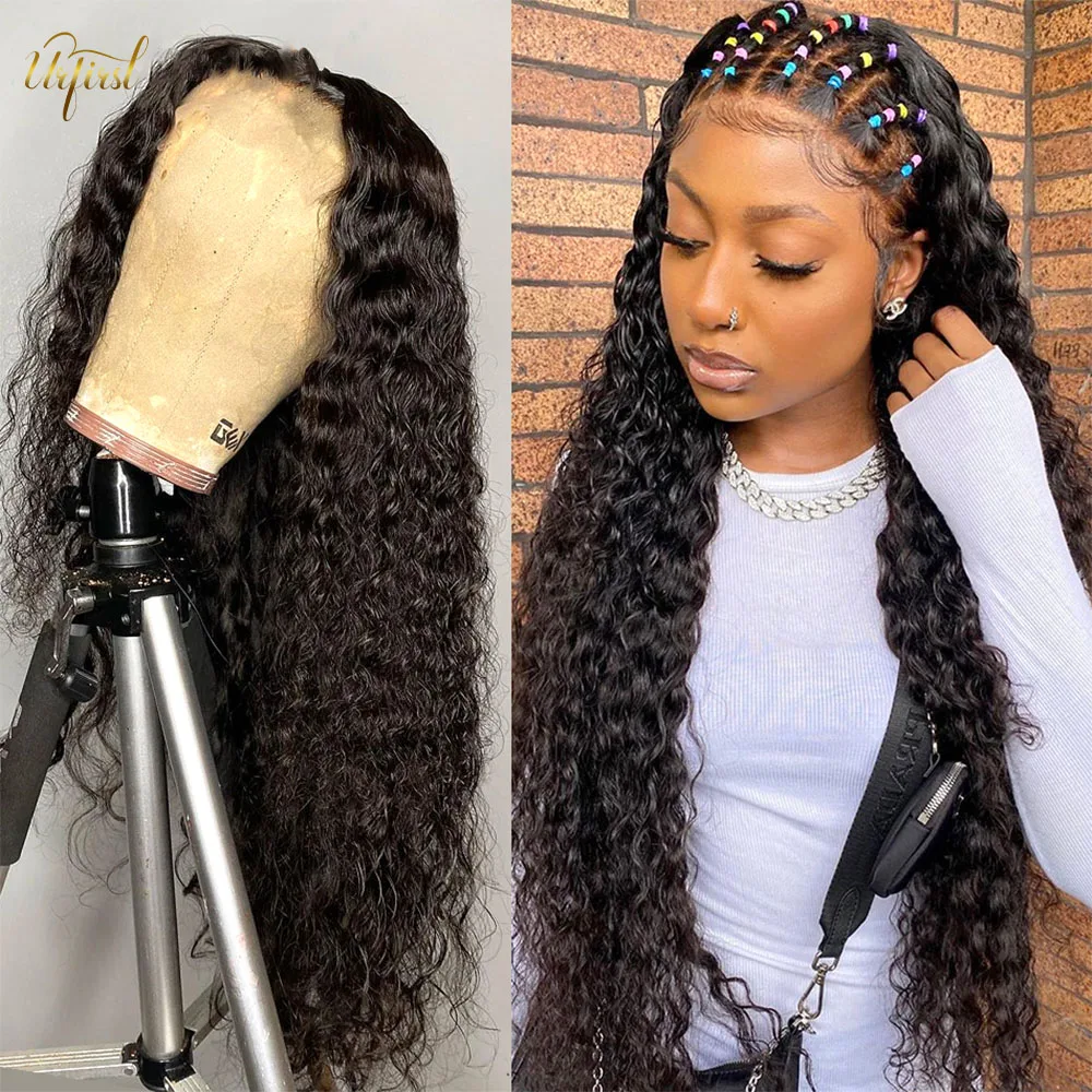 Water Wave Wig 5x5 Transparent Lace Closure Wig Brazilian Lace Front Human Hair Wigs For Black Women Urfirst Remy 30 inch Wig