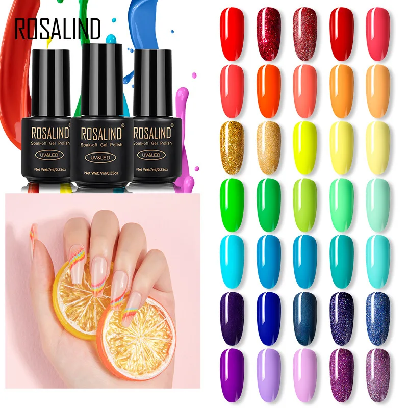 Розалинд великолепное Радужное серии Клей для ногтей 7 мл цветные неоновые алмаз