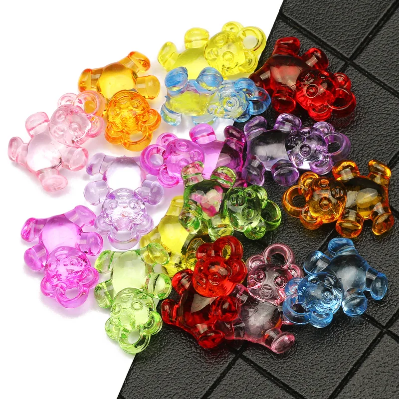 

20x15mm Mixed Colors Transparent Acrylic Beads Bear Shape Spacer Beads For Jewelry Making DIY Handmade Necklace Bracelet 30pcs