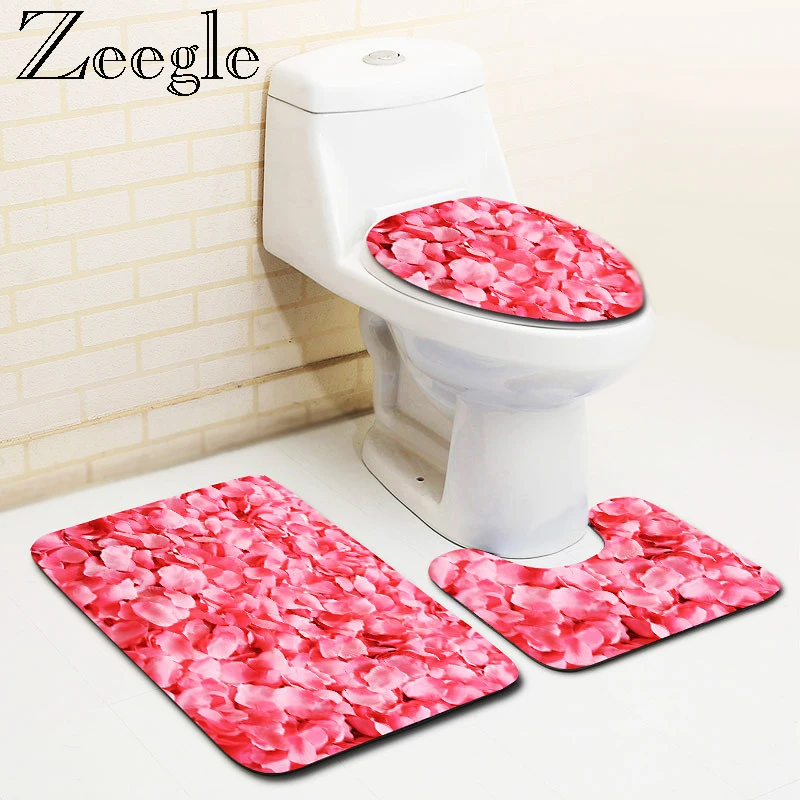 Zeegle 3 шт. коврик для ванной комнаты Набор Романтический красное сердце шаблон