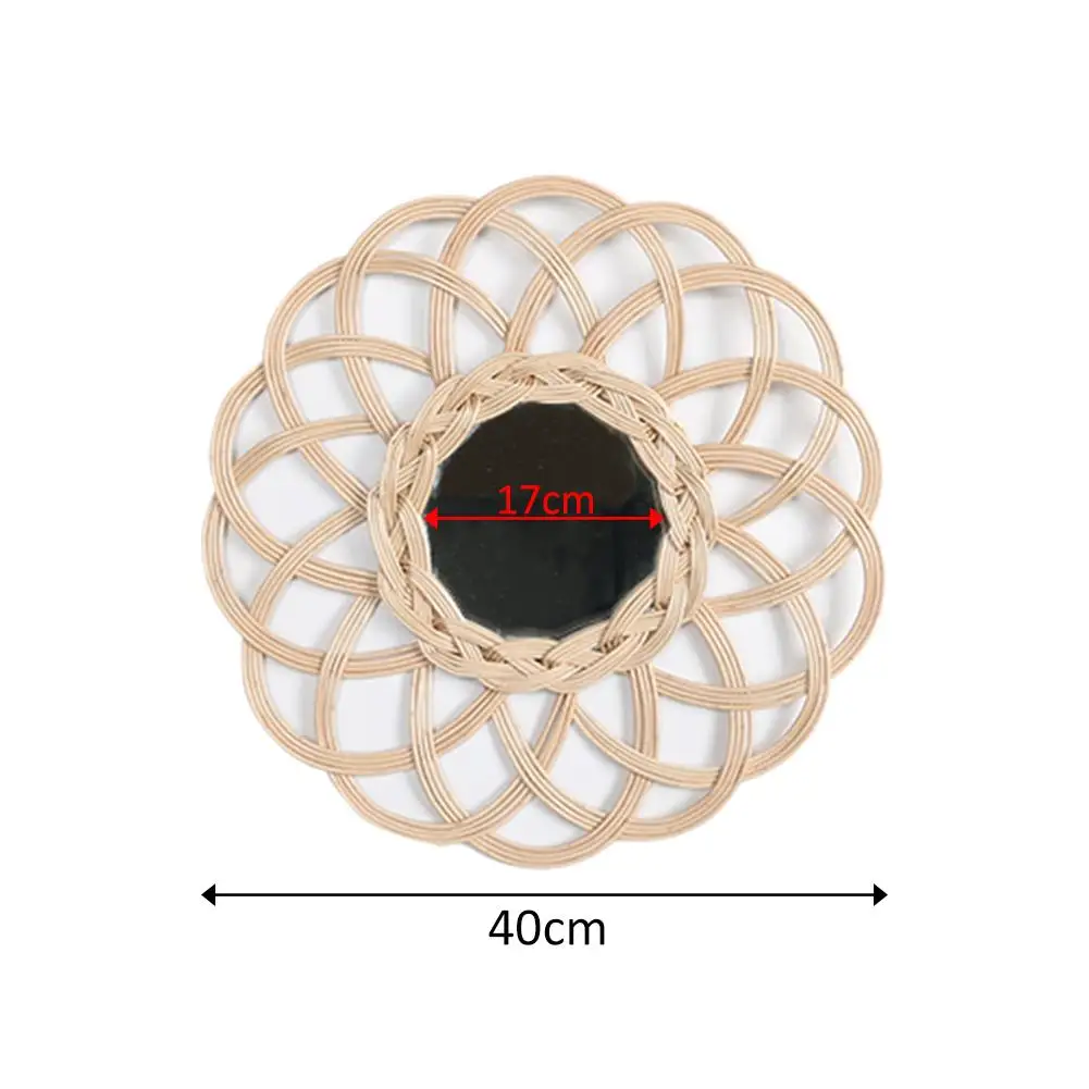 Плетеное зеркало из ротанга Скандинавское ручной работы украшение для