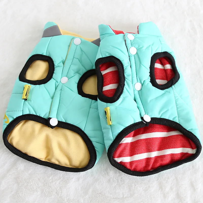 Плотные толстовки с капюшоном для собак зимняя Хлопковая полосатая синяя одежда