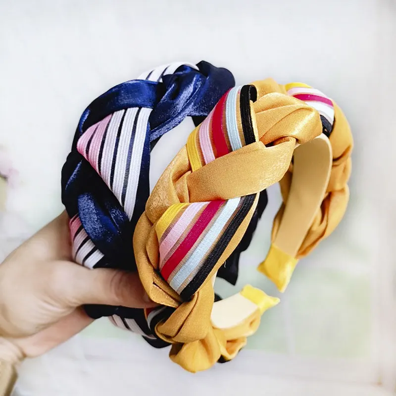 Женская бархатная повязка на голову Fioday с широкой полосой для девушек толстая