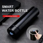 Изолированная бутылка для воды из нержавеющей стали с кружкой, милый термос для кофе, чашка со светодиодным сенсорным дисплеем, умная бутылка для горячей воды, кружка для путешествий