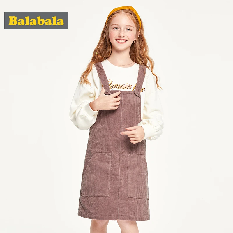 Balabala детская одежда платье для девочек хлопковое новинка 2019 осеннее вельветовое