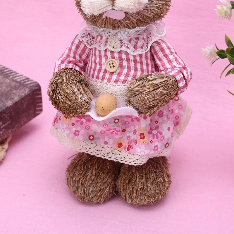 OOTDTY 14 Styles Artificial Straw Cute Bunny Standing Rabbit with Carrot Home Garden Decoration Easter Theme Party Supplies | Дом и сад